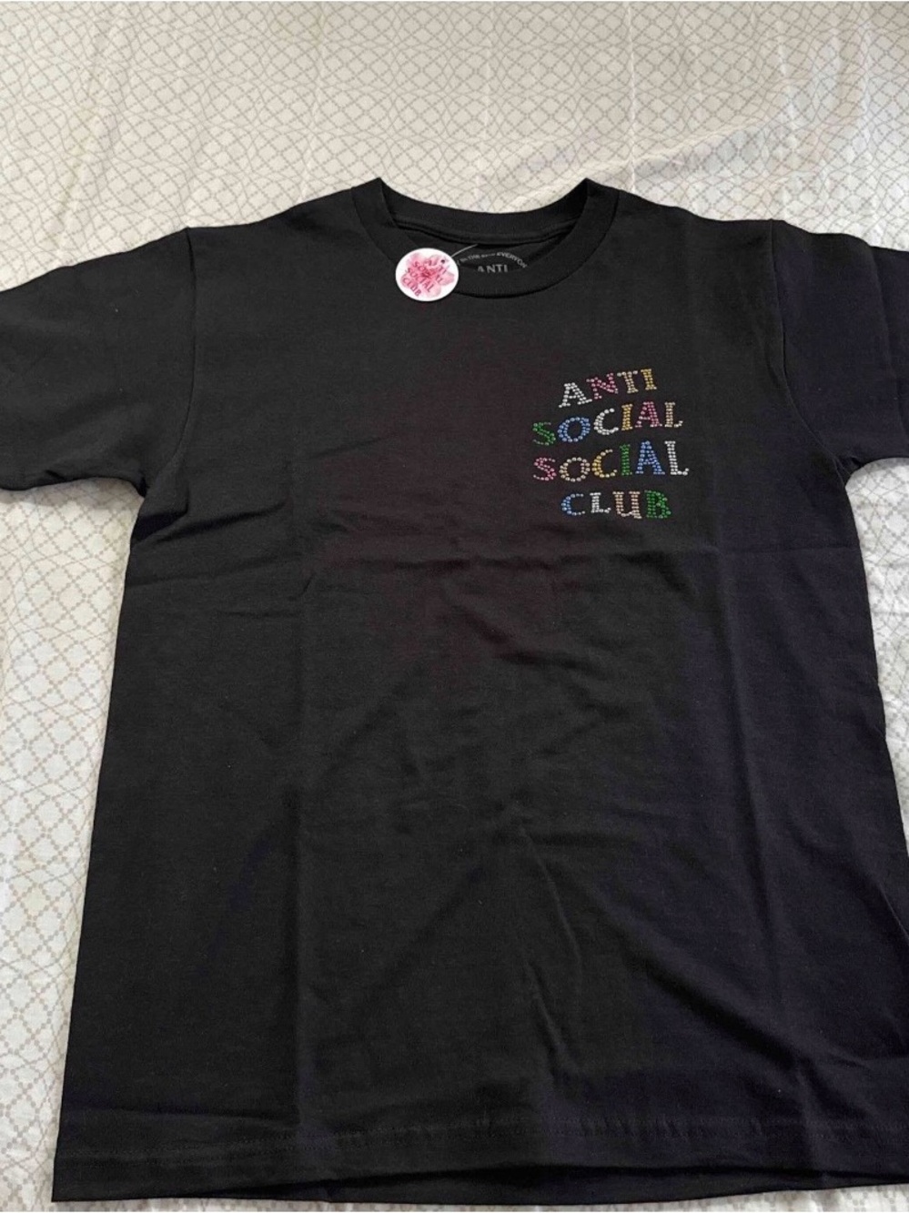 Anti Social Social Club Rainbow Rhinestone Tee ‘Black’